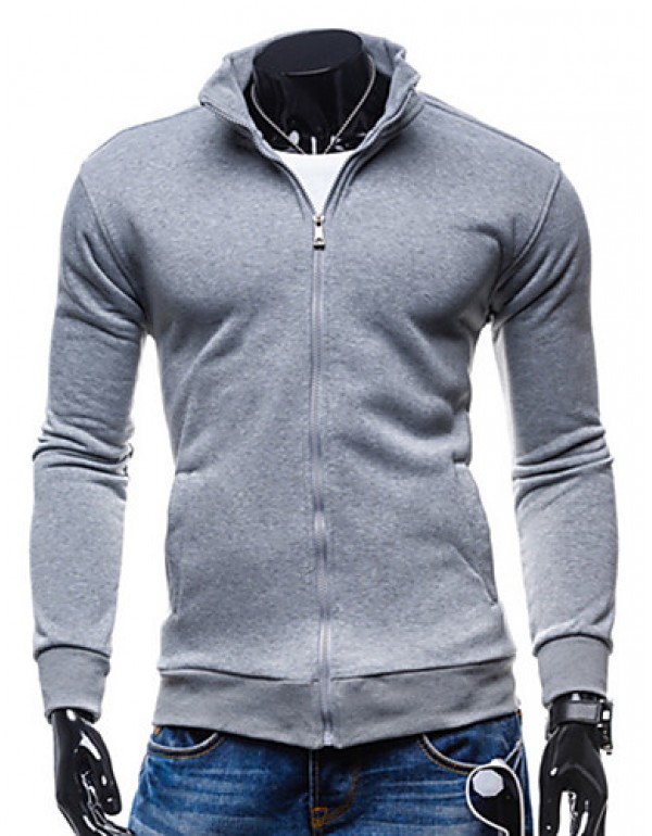 Men's Long Sleeve Hoodie & Sweatshirt,Cotton Solid