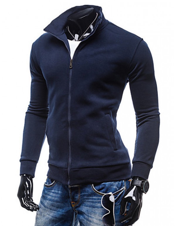 Men's Long Sleeve Hoodie & Sweatshirt,Cotton Solid