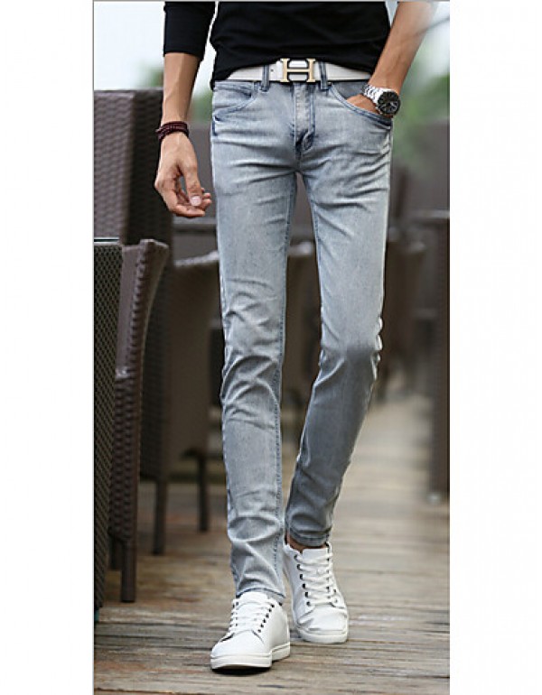 Men's Solid Casual JeansCotton Blue