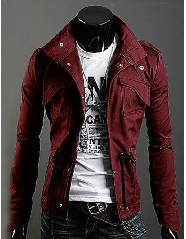 Trendy Autumn Winter Slim Trench Coat Men Cotton Zipper Outerwear Keep Warm Comfortable Jackets Plus Size GESE1