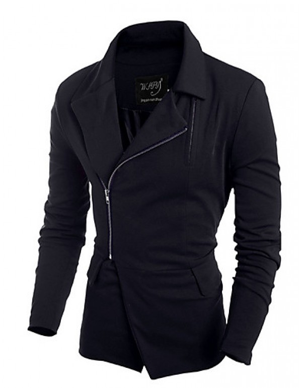 Men's Solid Casual Trench coat,Others Long Sleeve-...