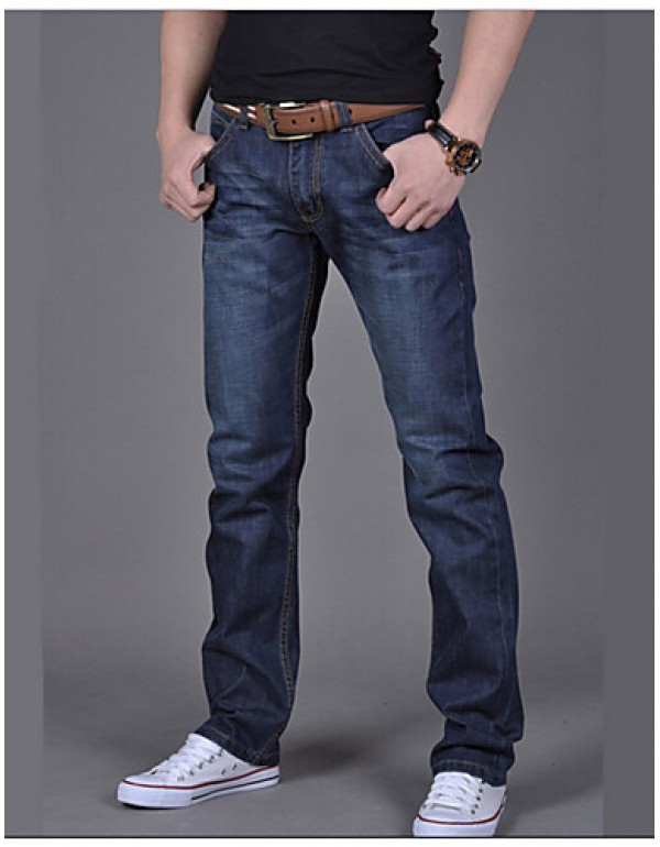 Men's Solid Casual Jeans,Cotton Blue