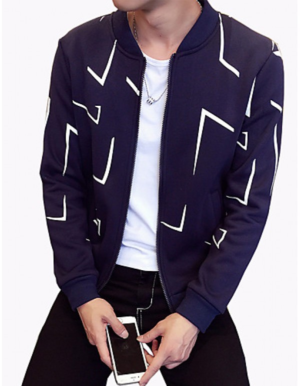 Men's Fashion Irregular Shaped Printing Slim Fit Casual Sport Cardigan Sweatshirt; Casual/Plus Size/Sport