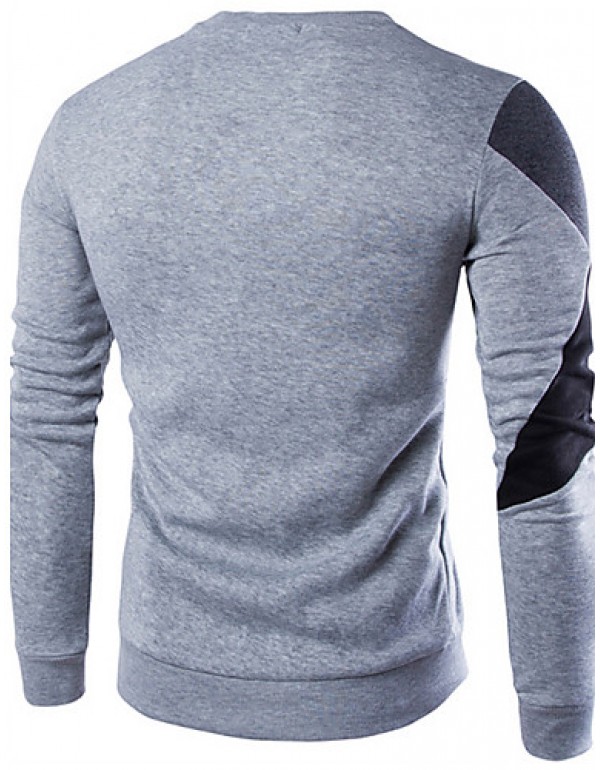 Men's Fashion Slim Stitching Pullover Sweatshirt,Cotton / Polyester Patchwork