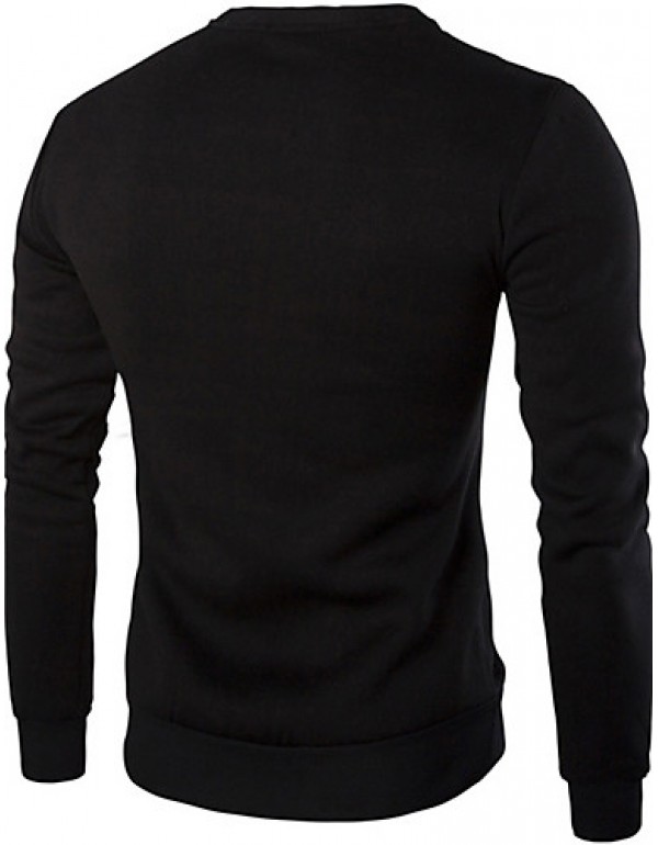 Men's Fashion Slim Zipper Decoration Sweatshirt,Cotton / Polyester Patchwork