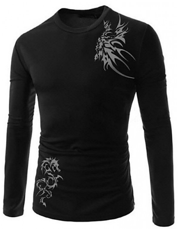 Men's Longfeng tattoo printing breathable leisure ...