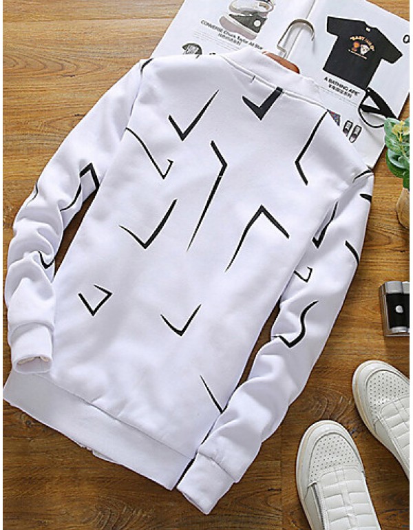 Men's Fashion Irregular Shaped Printing Slim Fit Casual Sport Cardigan Sweatshirt; Casual/Plus Size/Sport