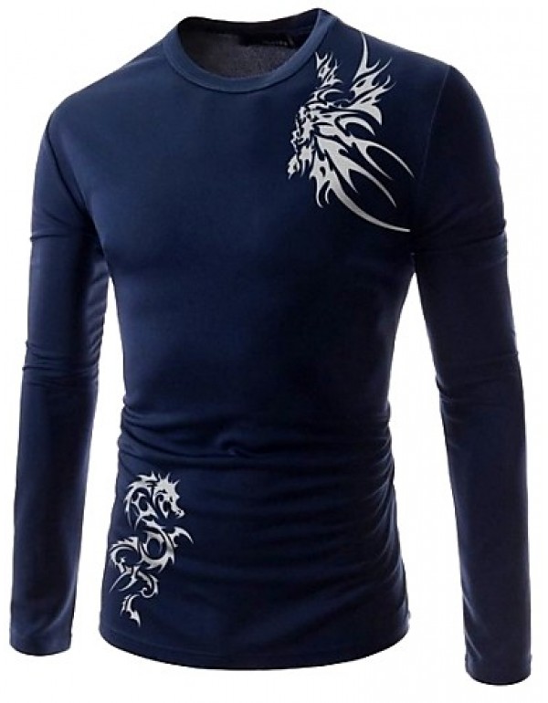 Men's Longfeng tattoo printing breathable leisure long-sleeved fleece