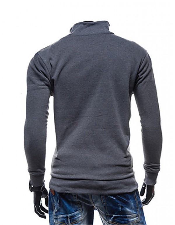 Men's Going out / Casual/Daily / Sports Simple / Street chic / Active Regular Hoodies,Solid Blue / Black / Brown / Gray Hooded Long Sleeve