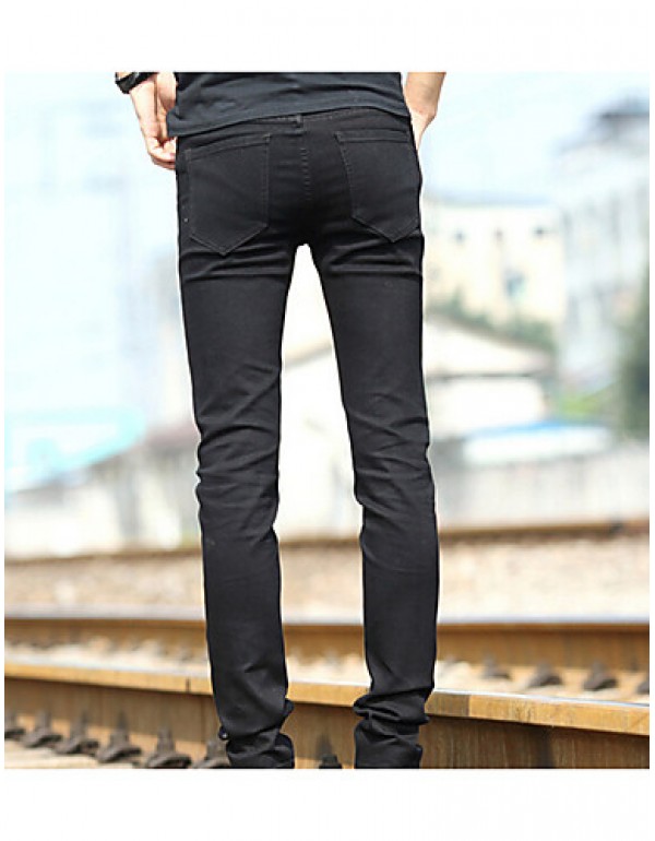 Men's Solid Casual Jeans,Cotton Black