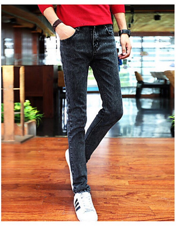 Men's Solid Casual Jeans,Cotton Black