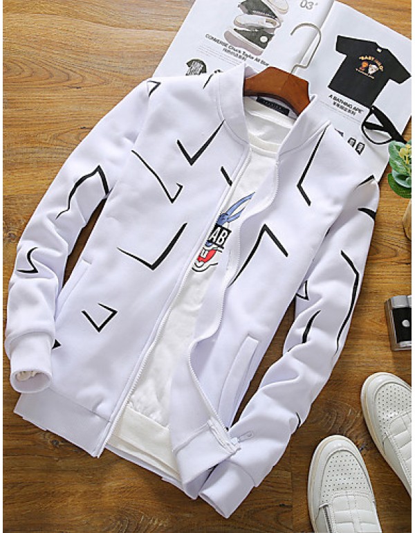 Men's Fashion Irregular Shaped Printing Slim Fit Casual Sport Cardigan Sweatshirt; Casual/Plus Size/Sport