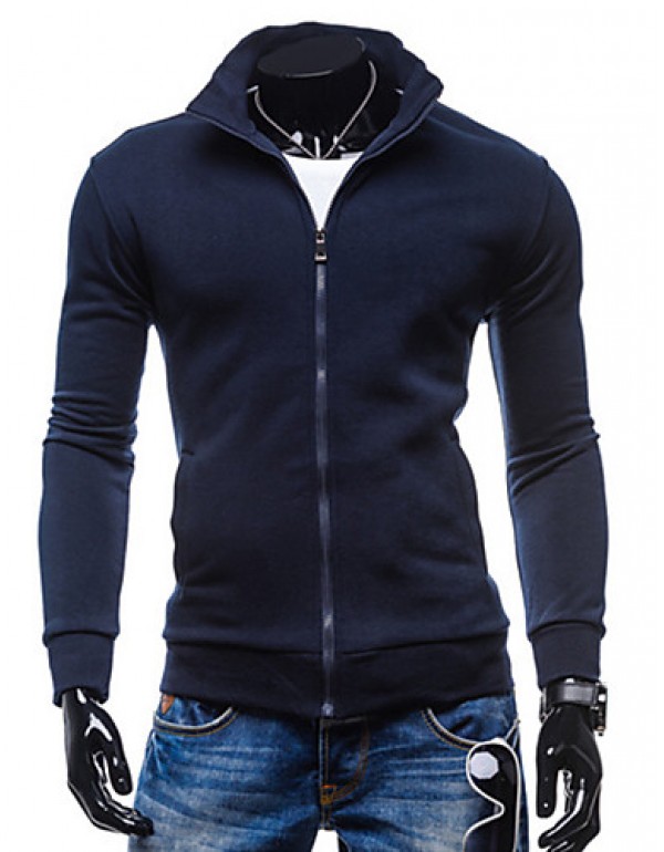 Men's Long Sleeve Hoodie & Sweatshirt,Cotton Solid