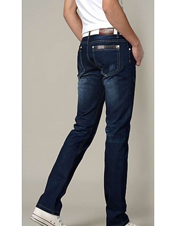 Men's Solid Casual Jeans,Cotton Blue