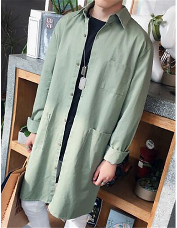 Men's Lapel Solid Casual Trench Coat(More Colors)