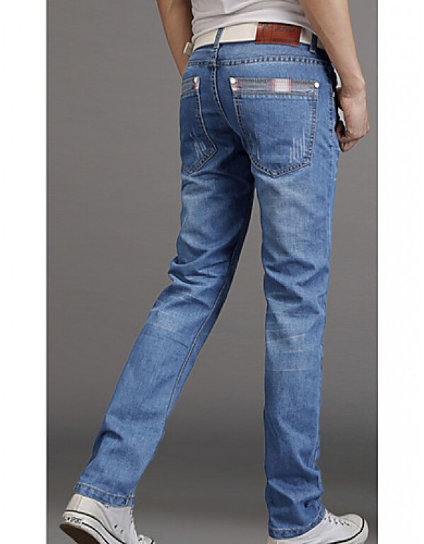 Men's Solid Casual Jeans,Cotton Blue