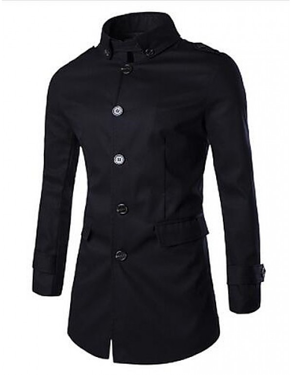 Men's Long Sleeve Regular Trench coat , Cotton Pur...