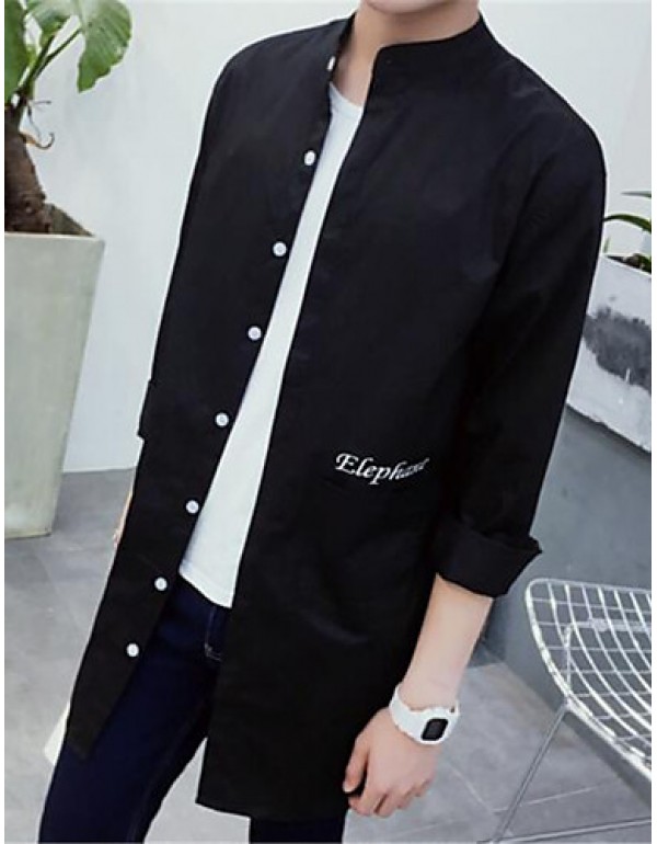 Men's Mock Neck Letter Casual Trench Coat(More Colors)