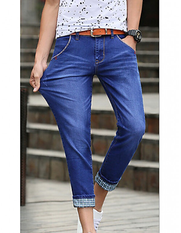 Men's Solid Casual Jeans,Cotton Blue