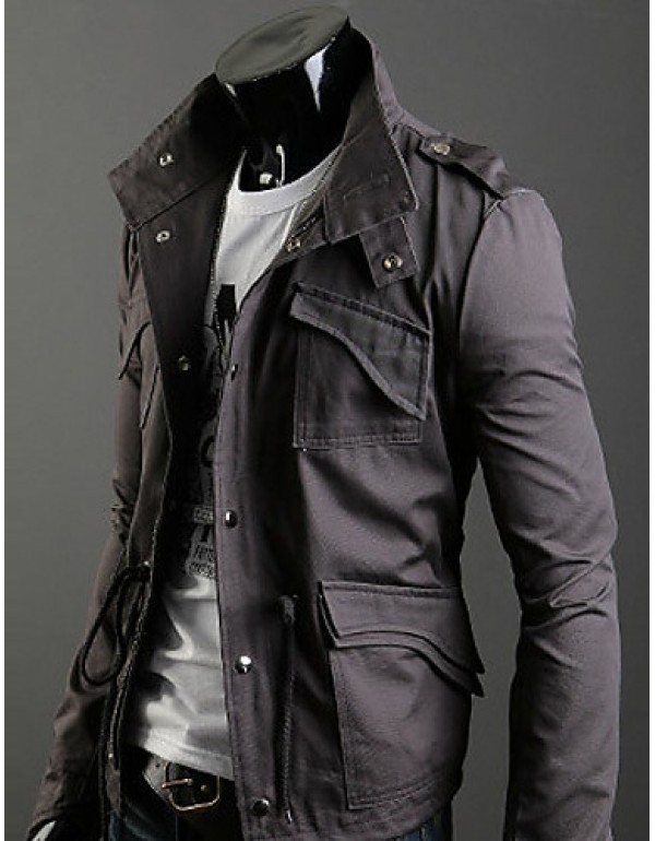 Trendy Autumn Winter Slim Trench Coat Men Cotton Zipper Outerwear Keep Warm Comfortable Jackets Plus Size GESE1