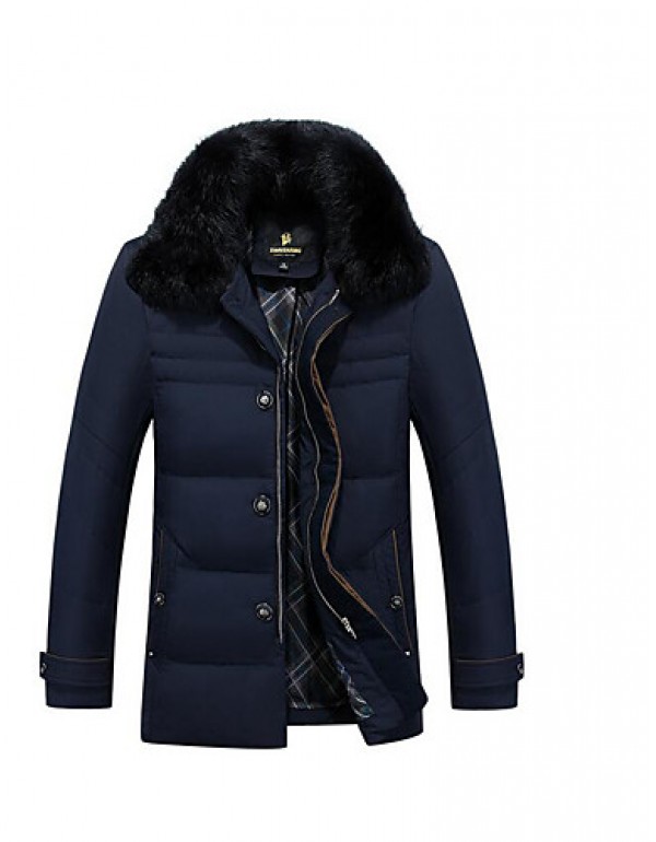 Men's Regular Down Coat,Simple Casual/Daily Solid-...