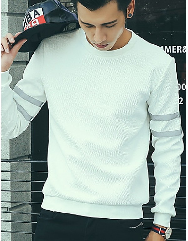 Men's Casual/Daily Simple Sweatshirt,Solid Round Neck Stretchy Cotton Long Sleeve Fall / Winter